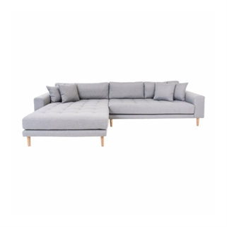 Lido sofa | Chaiselong sofa m. lysgråt stof 